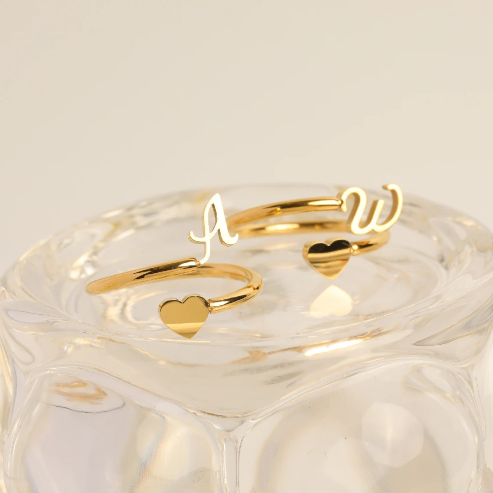 Fashion Simple 26 Letter Ring Opening Adjustable Ring Three Dimensional Letter Heart Stainless Steel Ring Women Jewelry Gift
Fashion Simple 26 Letter Ring Opening Adjustable Ring Three Dimensional Letter Heart Stainless Steel Ring Women Jewelry Gift