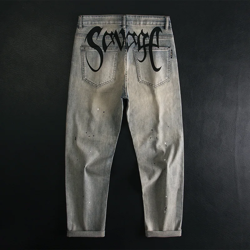 High Street Inkjet Printed Jeans for Men, Straight Stretch, Fashionable, Personalized, Trendy Hip Hop Long Pants
High Street Inkjet Printed Jeans for Men, Straight Stretch, Fashionable, Personalized, Trendy Hip Hop Long Pants