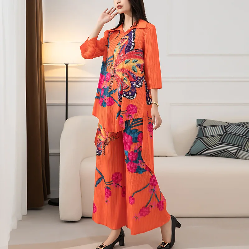 Miyake Pleated Suit Women Fashion Two-Piece Suit 2022 Autumn New Printed Shirt Collar Long Shirt High Waist Wide-Leg Trousers
Miyake Pleated Suit Women Fashion Two-Piece Suit 2022 Autumn New Printed Shirt Collar Long Shirt High Waist Wide-Leg Trousers