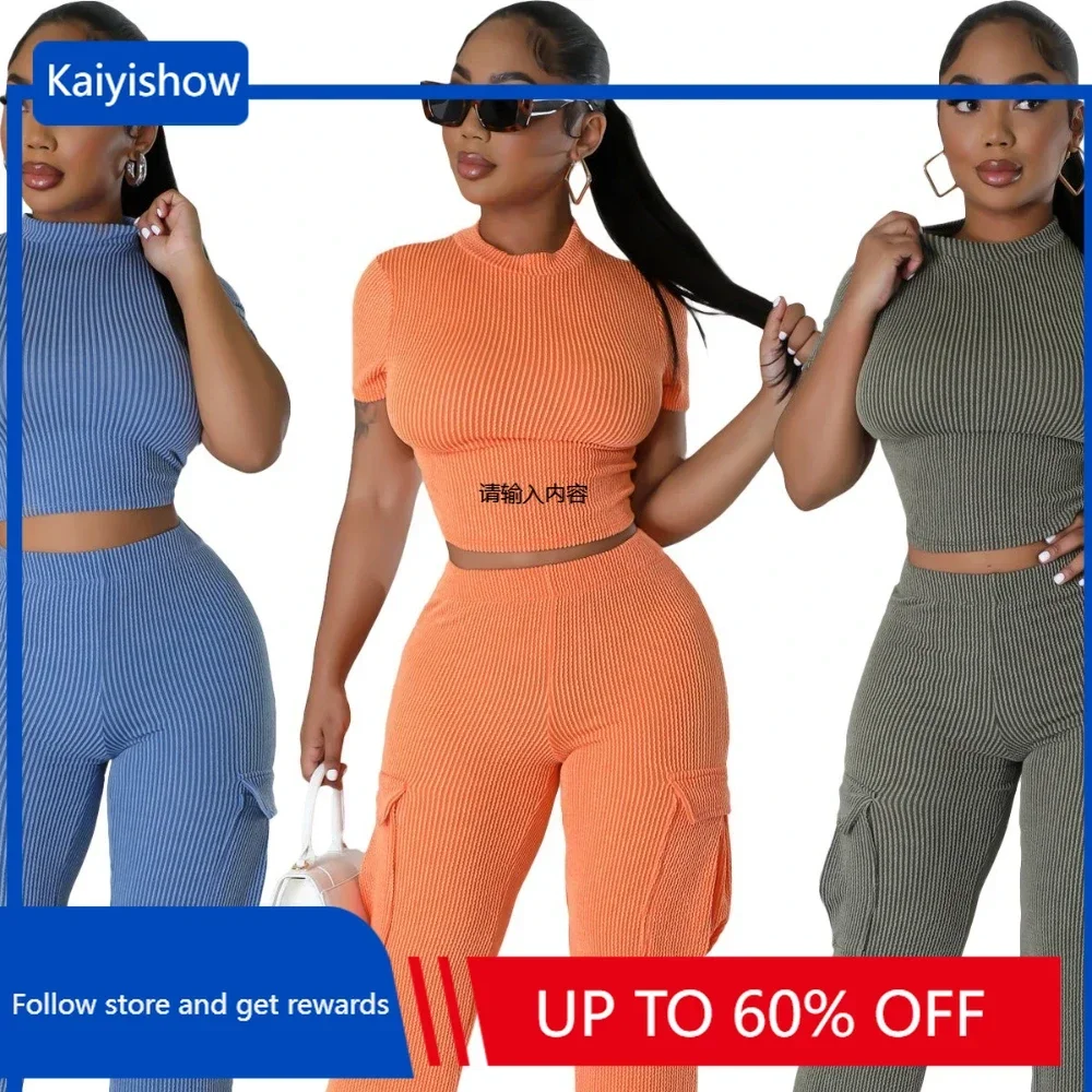 2 Two Pieces Women's Sets Knit Ribbed Pullover Suit Short Sleeve Tops And Pants Suits Tracksuit Outfit 2024 Spring Summer
2 Two Pieces Women's Sets Knit Ribbed Pullover Suit Short Sleeve Tops And Pants Suits Tracksuit Outfit 2024 Spring Summer