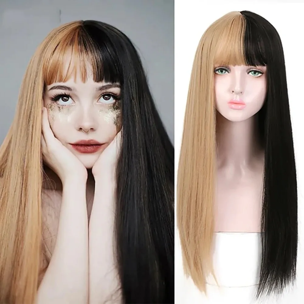 Synthetic Bangs Heat Resistant Cosplay Wigs Hair Long Straight Wig for Women with
Synthetic Bangs Heat Resistant Cosplay Wigs Hair Long Straight Wig for Women with