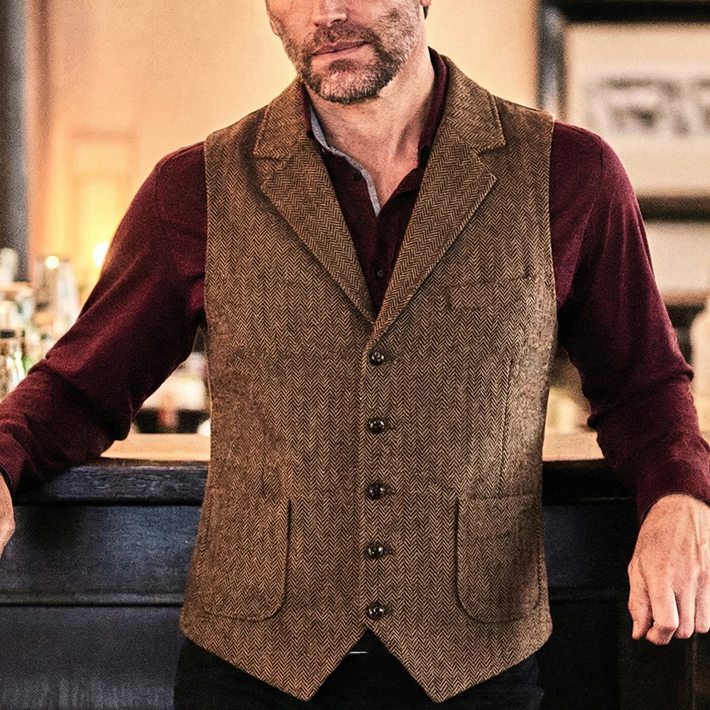 IN STOCK Lapel Neck Men's Herringbone Vest Tweed Men's Waistcoat Single Breasted Groomsemen Vests Within 3 Days
IN STOCK Lapel Neck Men's Herringbone Vest Tweed Men's Waistcoat Single Breasted Groomsemen Vests Within 3 Days