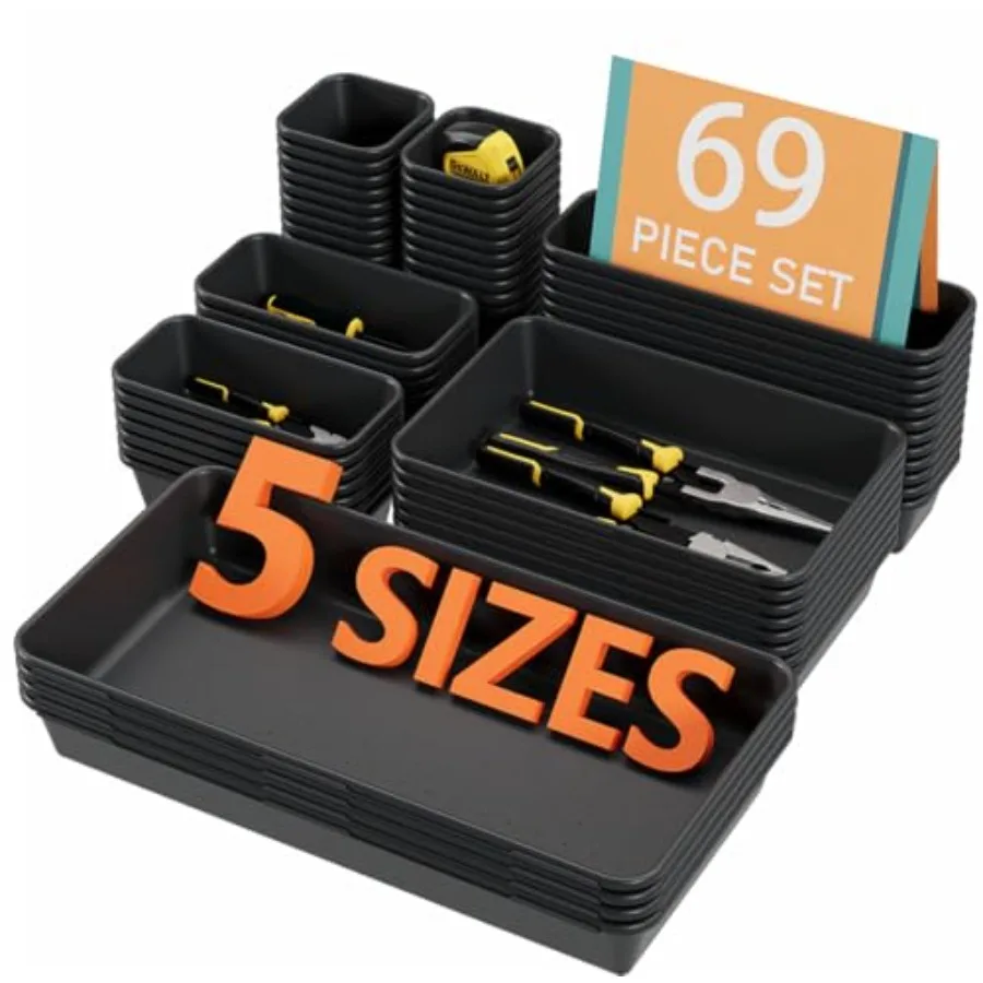 69PCS Large Plastic Drawer Organizer 5 Sizes Versatile Desk Drawer Organizer Trays Drawer Dividers Organization and Storage Bin
69PCS Large Plastic Drawer Organizer 5 Sizes Versatile Desk Drawer Organizer Trays Drawer Dividers Organization and Storage Bin