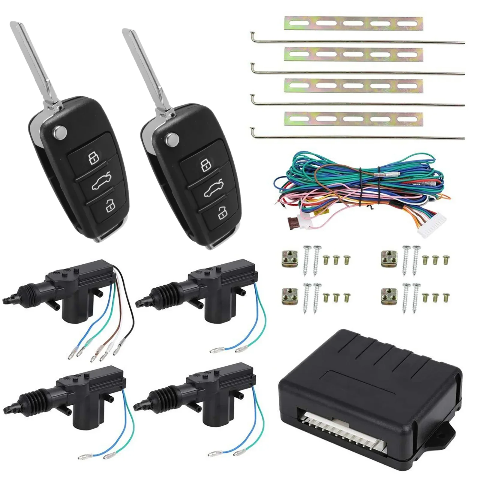 433MHz 4 Doors Central Lock Locking System 12V Universal 10Pin Car Door Keyless Entry System with 2 Remote Control with Actuator
433MHz 4 Doors Central Lock Locking System 12V Universal 10Pin Car Door Keyless Entry System with 2 Remote Control with Actuator