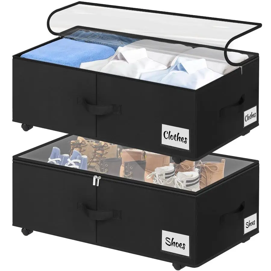 Bed Storage with Wheels, 2Pack 10 Height XXL 60L Rolling Storage Bins, Quick Assembly Underbed Shoe Storage Containers with Clea
Bed Storage with Wheels, 2Pack 10 Height XXL 60L Rolling Storage Bins, Quick Assembly Underbed Shoe Storage Containers with Clea