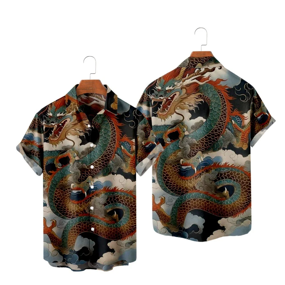 Casual Shirts for Men Chinese Loong Print Short Sleeve 3D Print Dragon Tops Summer Streetwear Button Shirts
Casual Shirts for Men Chinese Loong Print Short Sleeve 3D Print Dragon Tops Summer Streetwear Button Shirts