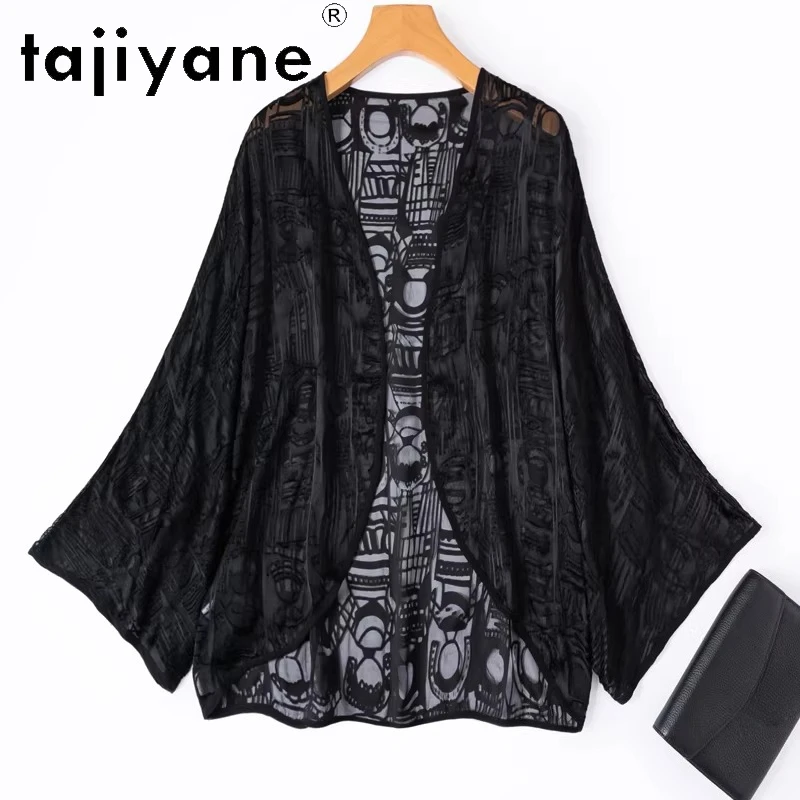 TAJIYANE 100% Mulberry Silk Cardigan Women Black Blouse Real Silk Batwing Sleeve Shirt Loose Summer Woman Clothing 2026 Рубашка
TAJIYANE 100% Mulberry Silk Cardigan Women Black Blouse Real Silk Batwing Sleeve Shirt Loose Summer Woman Clothing 2026 Рубашка