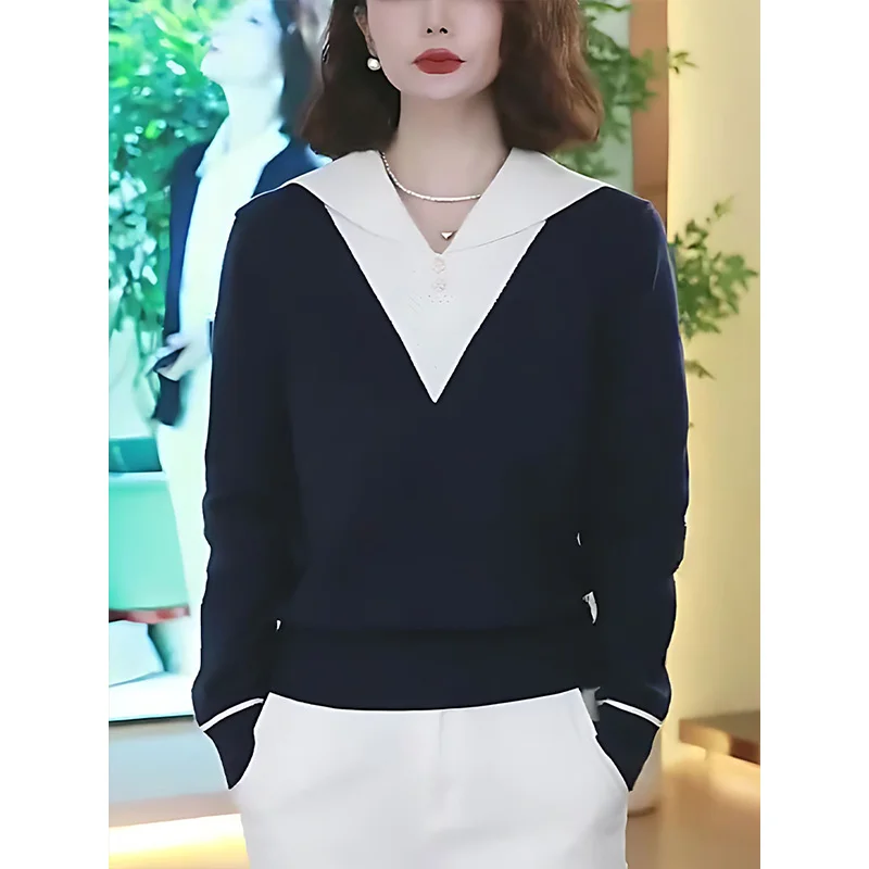 Women Clothing Loose Chic Vintage Knitted Pullovers Spring Autumn Patchwork French Fashion Sweaters
Women Clothing Loose Chic Vintage Knitted Pullovers Spring Autumn Patchwork French Fashion Sweaters