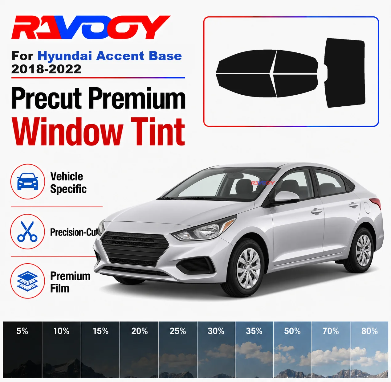 Premium Precut Window Tint Kit Front Rear Windows Rear Windshield For Hyundai Accent Base 2018-2022 Car Solar Nano Ceramic Film
Premium Precut Window Tint Kit Front Rear Windows Rear Windshield For Hyundai Accent Base 2018-2022 Car Solar Nano Ceramic Film
