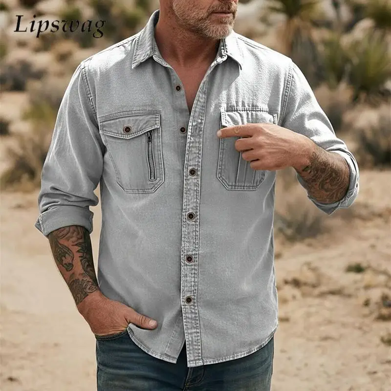 Outdoor Casual Mens Linen Shirts Long Sleeve Button-up Turn-down Collar Multi Pocket Cargo Shirt Men Spring Vintage Cardigan Top
Outdoor Casual Mens Linen Shirts Long Sleeve Button-up Turn-down Collar Multi Pocket Cargo Shirt Men Spring Vintage Cardigan Top