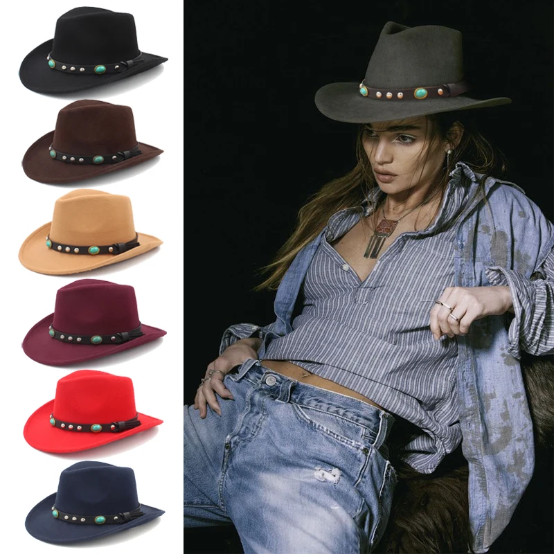 Men Women Wool Blend Western Cowboy Hats Wide Brim Sunhats Party Travel Sombrero Outdoor Caps Classical Retro Adjustable Size
Men Women Wool Blend Western Cowboy Hats Wide Brim Sunhats Party Travel Sombrero Outdoor Caps Classical Retro Adjustable Size