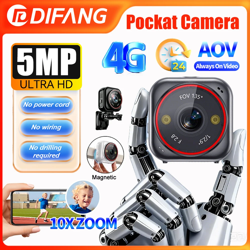 New 4G Pocket Outdoor Mini Camer AOV 5MP 12X Optical Zoom 135°Ultra Wide Angle Home Surveillance Cameras Portable Action CCTV
New 4G Pocket Outdoor Mini Camer AOV 5MP 12X Optical Zoom 135°Ultra Wide Angle Home Surveillance Cameras Portable Action CCTV