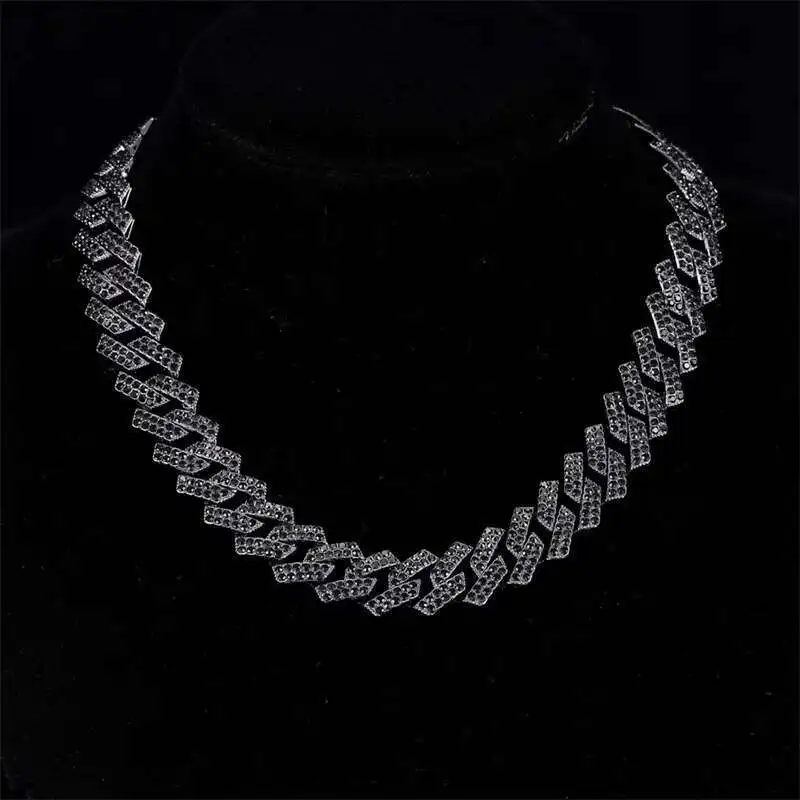 Gold Plated Diamond Cuban Link Chain Hip Hop Black Iced Out Crystal Choker Necklace Mens Miami Rhinestone Prong Cuban Necklace
Gold Plated Diamond Cuban Link Chain Hip Hop Black Iced Out Crystal Choker Necklace Mens Miami Rhinestone Prong Cuban Necklace