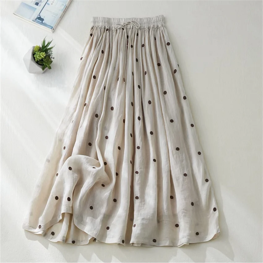 Gowyimmes 2025 Spring Summer Women Midi-Long Cotton and Linen Skirt Fashion Girl Elastic Waist A-line Dot Skirts Bottomings 1777
Gowyimmes 2025 Spring Summer Women Midi-Long Cotton and Linen Skirt Fashion Girl Elastic Waist A-line Dot Skirts Bottomings 1777