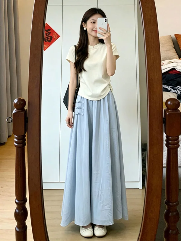 Elegant Dress Set Women's Fashion Summer New Style Small Size Daily National Spirit Chinese Style Long Skirt
Elegant Dress Set Women's Fashion Summer New Style Small Size Daily National Spirit Chinese Style Long Skirt
