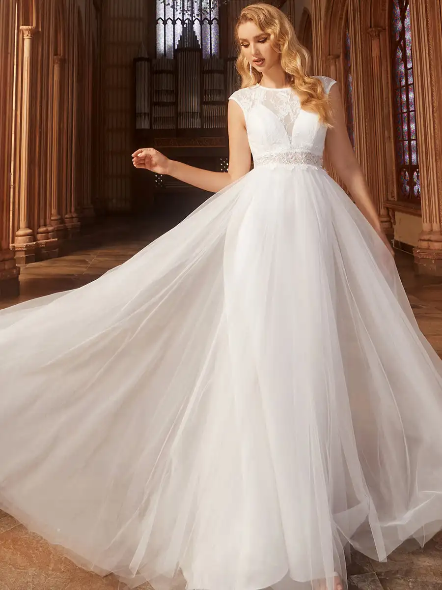 BAZIIINGAAA Elegant Hollow Lace Round Neck Wedding Dresses
BAZIIINGAAA Elegant Hollow Lace Round Neck Wedding Dresses