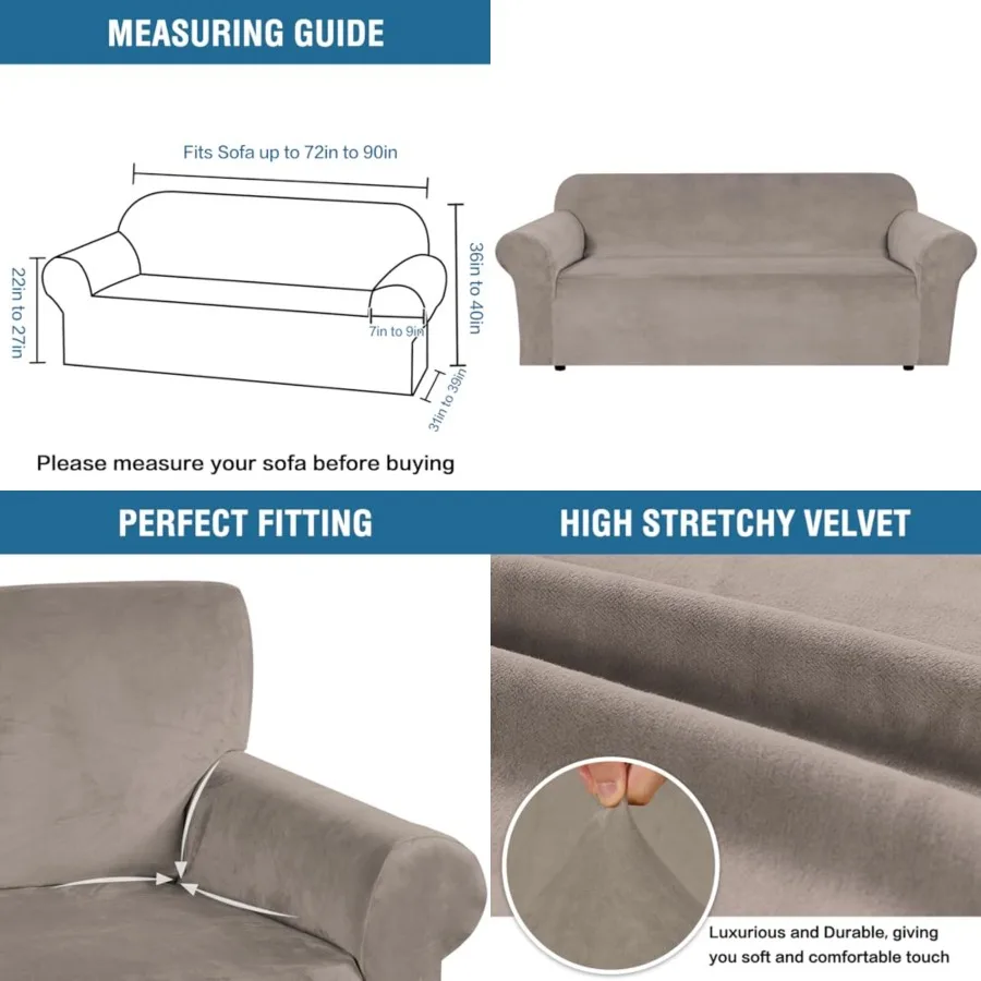 Stretch Vevet Covers for 3 Cushion Couch Covers Sipcovers Furniture Protector Soft with Non Sip Eastic Bottom, Crafted from Thi
Stretch Vevet Covers for 3 Cushion Couch Covers Sipcovers Furniture Protector Soft with Non Sip Eastic Bottom, Crafted from Thi