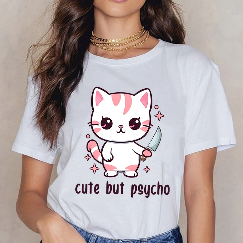 Fashion Unisex T-Shirt Cat Cute But Psycho Print Designed Summer Tops Tees Women Casual Tops
Fashion Unisex T-Shirt Cat Cute But Psycho Print Designed Summer Tops Tees Women Casual Tops