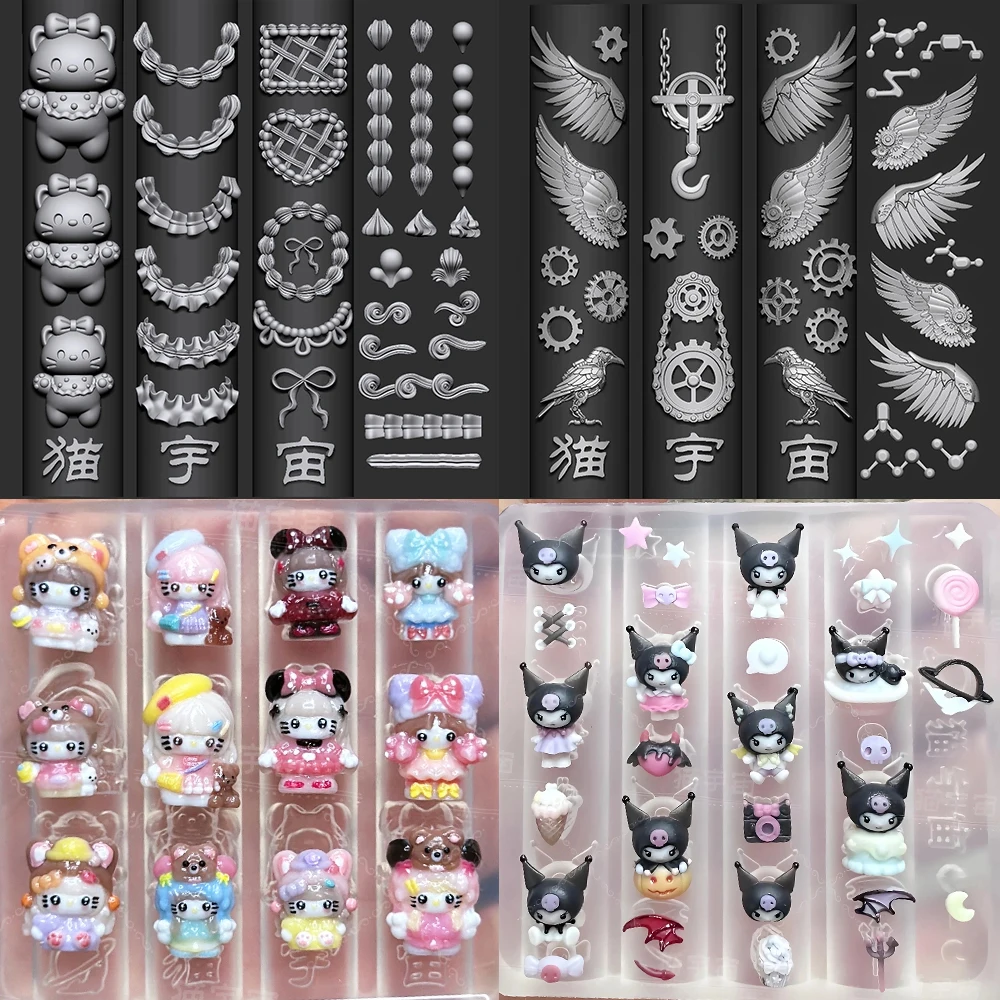 Kawaii Cartoon Sanrio Hello Kitty Kuromi Cat Dog Rabbit Bear Nail Art Mold Diy Silicone Angel Flowers Wings Nail Mold Charms 
Kawaii Cartoon Sanrio Hello Kitty Kuromi Cat Dog Rabbit Bear Nail Art Mold Diy Silicone Angel Flowers Wings Nail Mold Charms