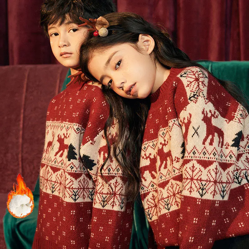 Boys and Girls Sweater Autumn/Winter New Cute Christmas Red Top Korean Edition Baby Thickened Pullover Knit Teen Clothes 9 Years
Boys and Girls Sweater Autumn/Winter New Cute Christmas Red Top Korean Edition Baby Thickened Pullover Knit Teen Clothes 9 Years