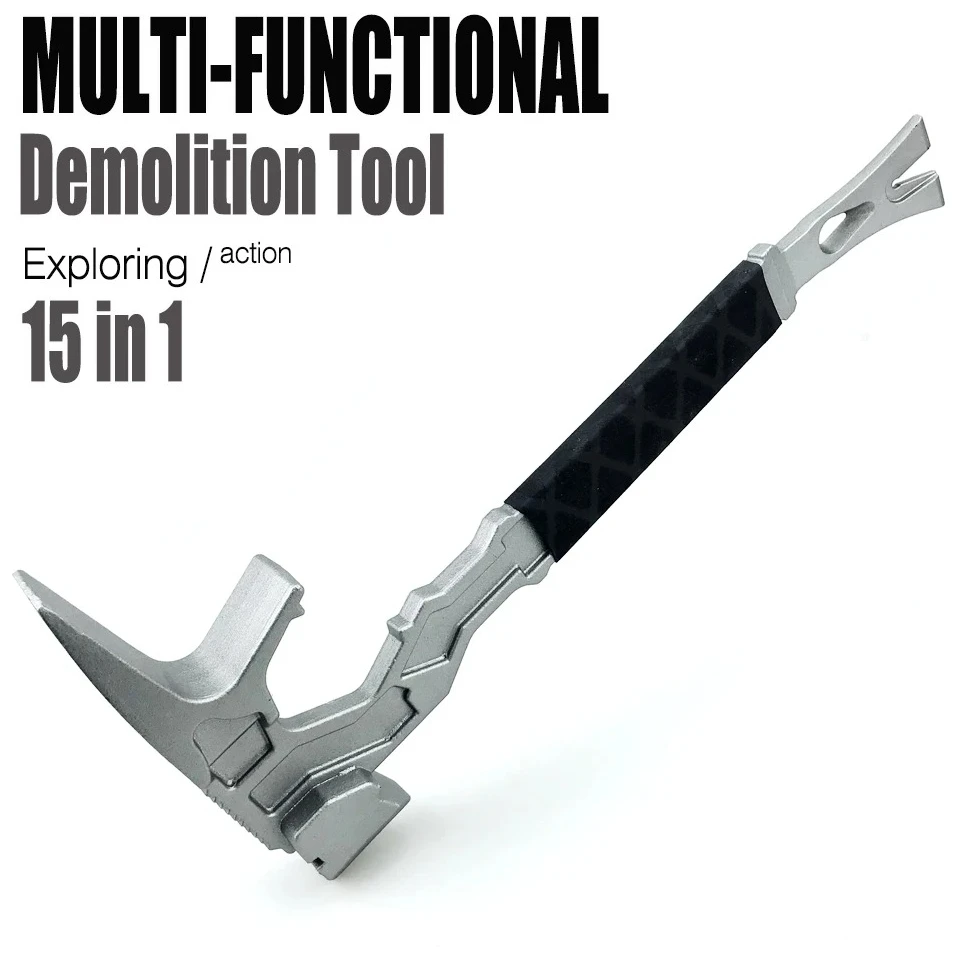 Multi-Function Survival Hammer, Outdoor Demolition Tool with Crowbar & Window Breaker for Emergency Rescue and Camping