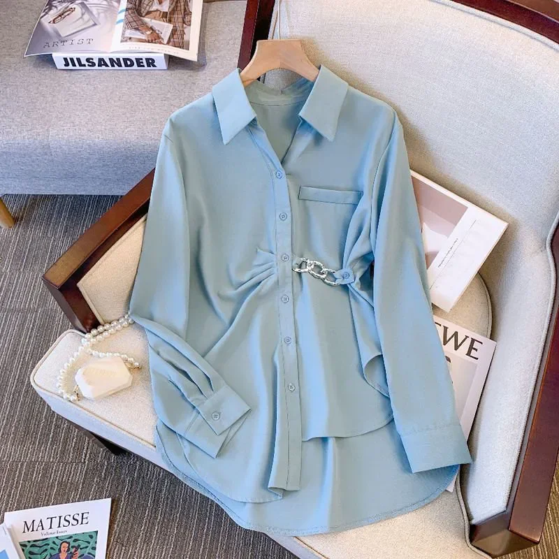 Asymmetrical Chain Ruffled Business Casual Elegant Chic Button Up Shirt for Women Korean Fashion Long Sleeve Loose Blouses Tops
Asymmetrical Chain Ruffled Business Casual Elegant Chic Button Up Shirt for Women Korean Fashion Long Sleeve Loose Blouses Tops