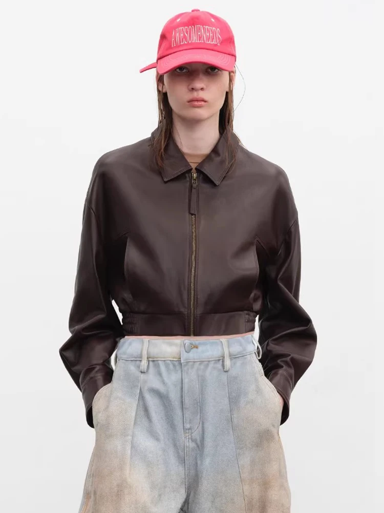 Casual Cropped Genuine Leather Jackets for Women Spring Autumn 2026 New High-end Simple Loose Solid Soft Real Sheepskin Coat
Casual Cropped Genuine Leather Jackets for Women Spring Autumn 2026 New High-end Simple Loose Solid Soft Real Sheepskin Coat