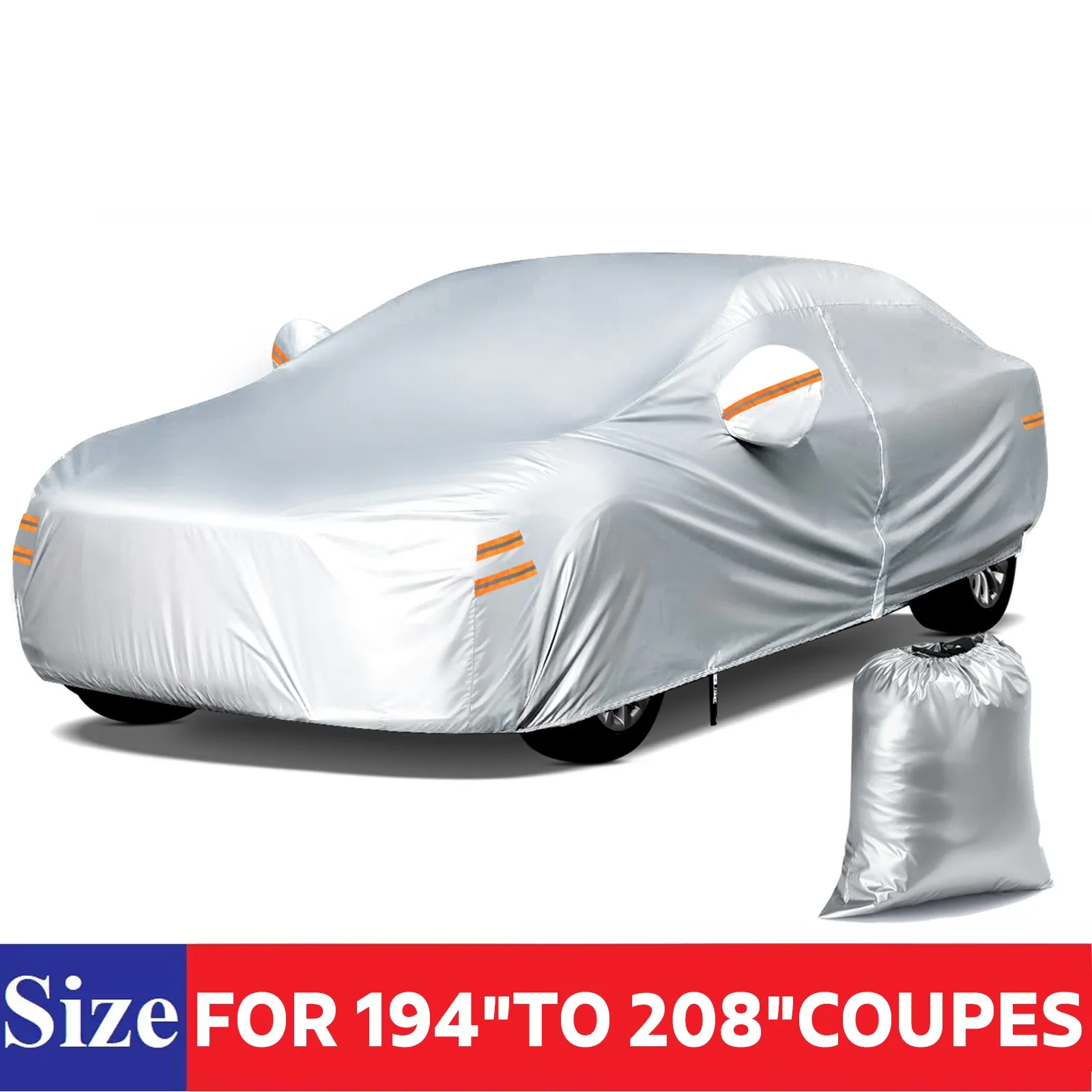 190T Polyester Fabric Full Car Cover Outdoor Side Zipper Windproof 6 Reflective Strips Storage Bag for Sedan Car
190T Polyester Fabric Full Car Cover Outdoor Side Zipper Windproof 6 Reflective Strips Storage Bag for Sedan Car