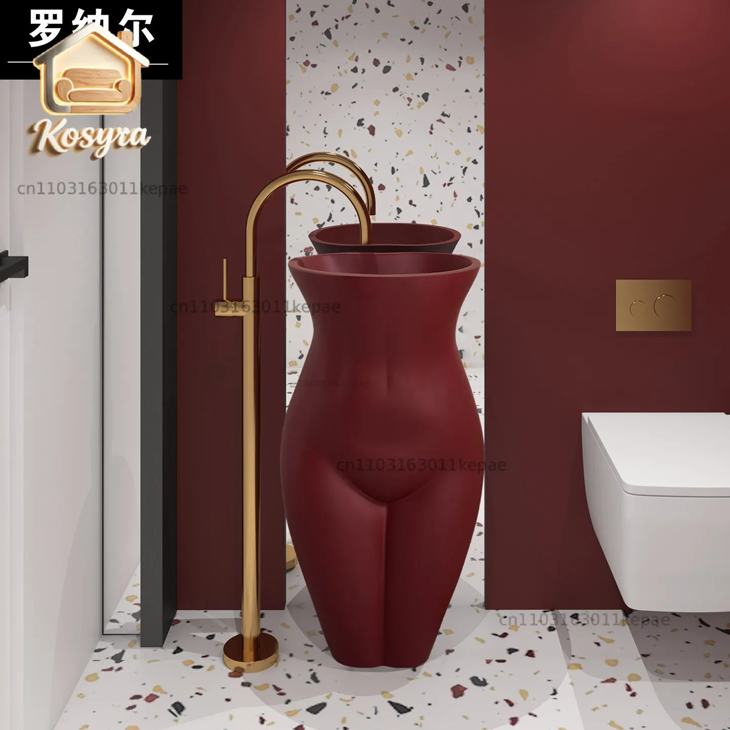 Italian burgundy high-end column basin designer personalized art and creativity integrated floor club wash basin
Italian burgundy high-end column basin designer personalized art and creativity integrated floor club wash basin