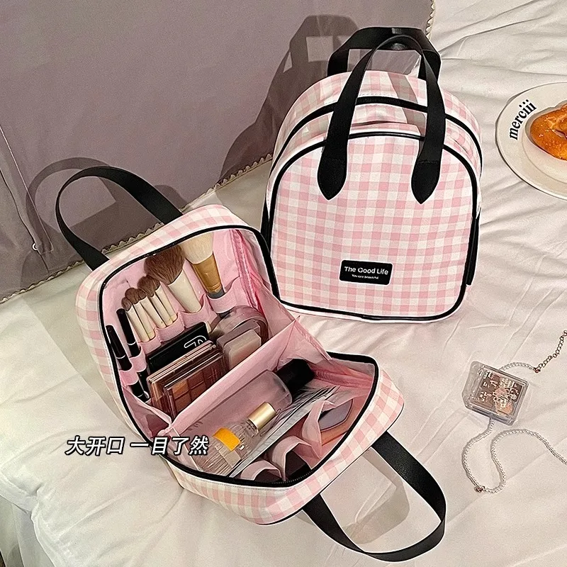 Portable Creative Design Girl Cosmetic Bag Simplicity Solid Color Plaid Makeup Pouch Large Capacity Travel Washing Storage Bag
Portable Creative Design Girl Cosmetic Bag Simplicity Solid Color Plaid Makeup Pouch Large Capacity Travel Washing Storage Bag