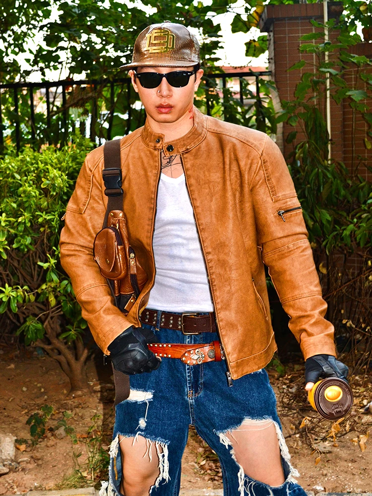 Buddybody Men's PU Leather Biker Jacket Zipper Collar Street Style Fashion Short Fit Youth Metal Decorated Autumn Casual Coat
Buddybody Men's PU Leather Biker Jacket Zipper Collar Street Style Fashion Short Fit Youth Metal Decorated Autumn Casual Coat