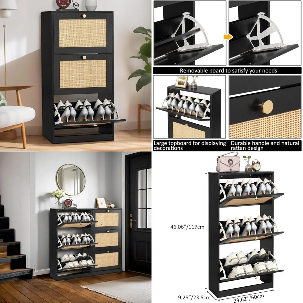 Трехъярусный шкаф для обуви из натурального ротанга для прихожей — тонкий отдельно стоящий органайзер для хранения вещей большой вместимости и откидными ящиками
Трехъярусный шкаф для обуви из натурального ротанга для прихожей — тонкий отдельно стоящий органайзер для хранения вещей большой вместимости и откидными ящиками