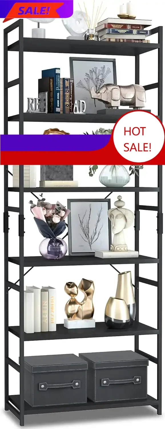 6 Tier Bookshelf, Tall Bookcase Shelf Storage Organizer, Modern Book Shelf for Bedroom, Living Room and Home Office, Black
6 Tier Bookshelf, Tall Bookcase Shelf Storage Organizer, Modern Book Shelf for Bedroom, Living Room and Home Office, Black