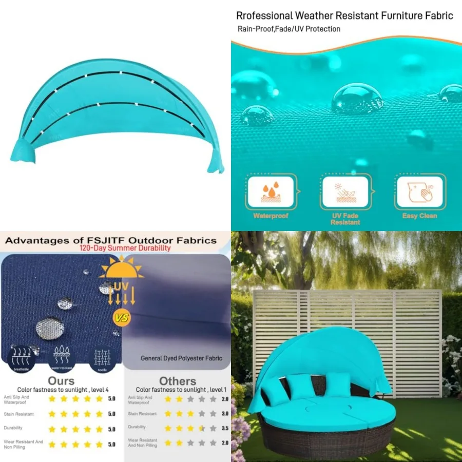 Outdoor Furniture 66in Round Daybed Retractable Replacement, Patio Rattan Wicker Sun Bed Fade Resistant Canopies Only
Outdoor Furniture 66in Round Daybed Retractable Replacement, Patio Rattan Wicker Sun Bed Fade Resistant Canopies Only