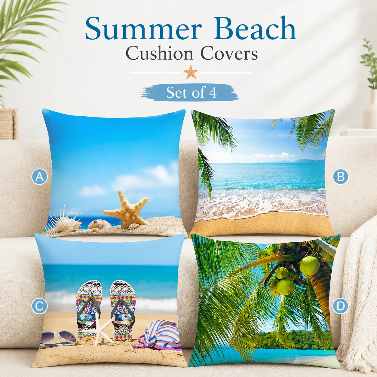 4 Pcs Set 2D Flat Printed Peach Skin Summer Beach Cushion Covers Tropical Room Decor Sofa Throw Pillow Cases Coussin
4 Pcs Set 2D Flat Printed Peach Skin Summer Beach Cushion Covers Tropical Room Decor Sofa Throw Pillow Cases Coussin