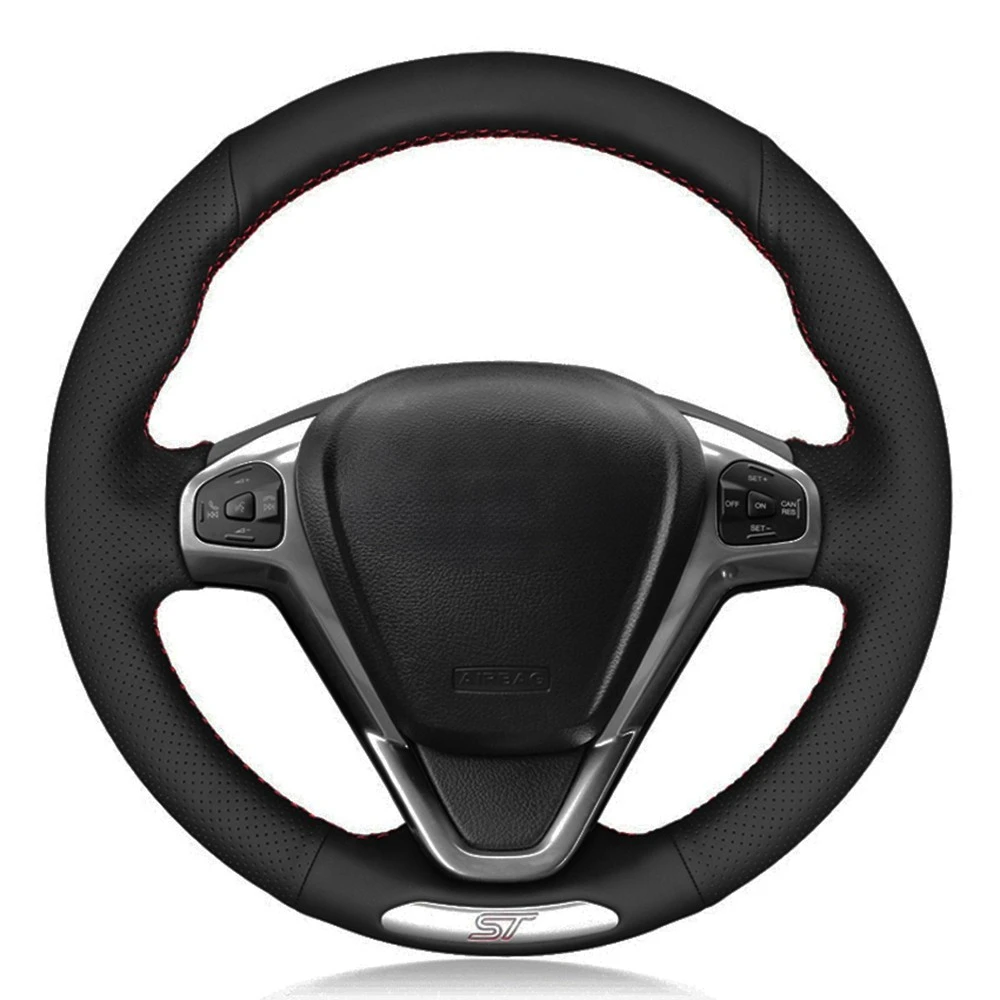 Car Steering Wheel Cover Hand-stitched Black Artificial Leather For Ford Fiesta ST 2013 2014 2015 2016 2017 2018
Car Steering Wheel Cover Hand-stitched Black Artificial Leather For Ford Fiesta ST 2013 2014 2015 2016 2017 2018