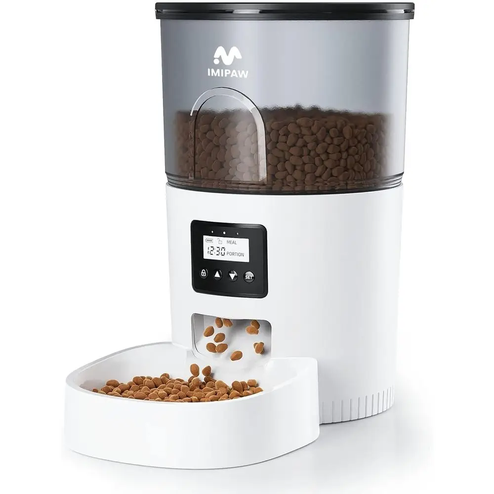 Automatic Cat eeders, Timed Cat Dry ood Dispenser with Desiccant Bag, Dual Power Supply, Progmable Portion Size, 6 Meals, 20 Por
Automatic Cat eeders, Timed Cat Dry ood Dispenser with Desiccant Bag, Dual Power Supply, Progmable Portion Size, 6 Meals, 20 Por