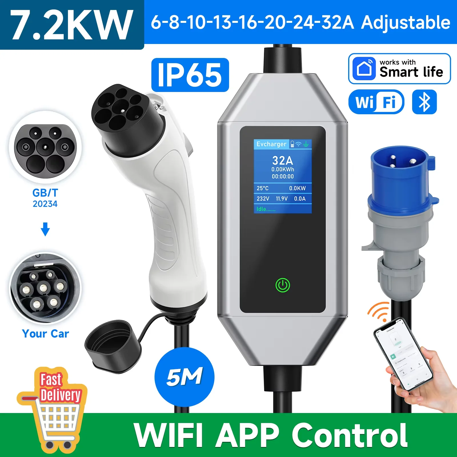 JNTAFEV 7,2 кВт 32A Портативное зарядное устройство GB/T Wallbox CEE Plug Зарядное устройство для электромобиля WIFI Поддержка управления через приложение 110 В ~ 250 В
JNTAFEV 7,2 кВт 32A Портативное зарядное устройство GB/T Wallbox CEE Plug Зарядное устройство для электромобиля WIFI Поддержка управления через приложение 110 В ~ 250 В