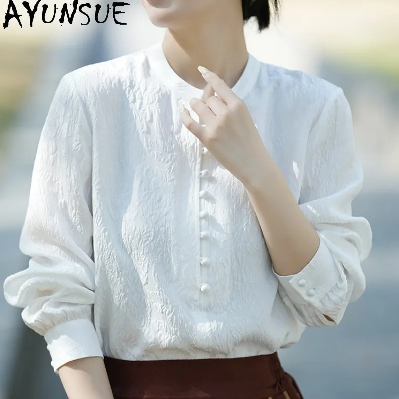 AYUNSUE Heavyweight Silk Women's Blouses French Long Sleeve Tops for Woman Elegant White Top Woman Clothes Spring Блузка Женская
AYUNSUE Heavyweight Silk Women's Blouses French Long Sleeve Tops for Woman Elegant White Top Woman Clothes Spring Блузка Женская