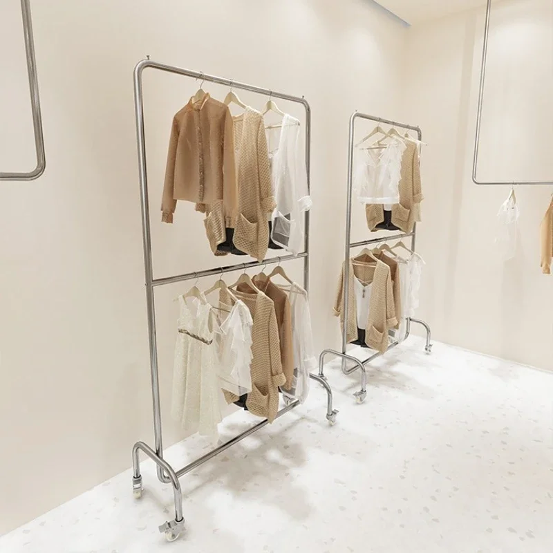 Factory Clothes Rack Women's Clothing Store Floor Hanger Adjustable Display Rack Stainless Steel Double-layer Hanger
Factory Clothes Rack Women's Clothing Store Floor Hanger Adjustable Display Rack Stainless Steel Double-layer Hanger