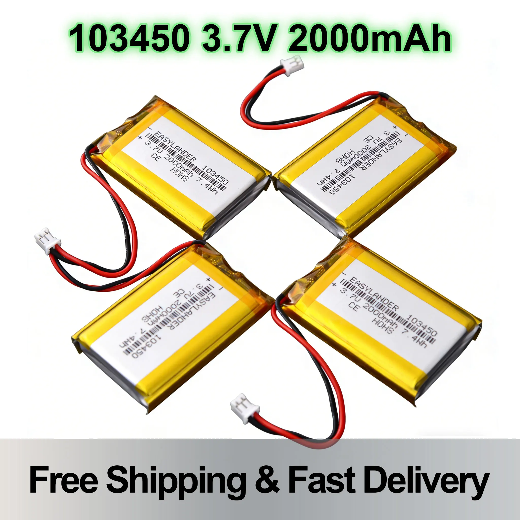 3.7V 2000mAh Li-Po Battery 103450 Silicone Wires JST 2.0mm 2Pin For PS4 Controller LIP1522 Navigator
3.7V 2000mAh Li-Po Battery 103450 Silicone Wires JST 2.0mm 2Pin For PS4 Controller LIP1522 Navigator