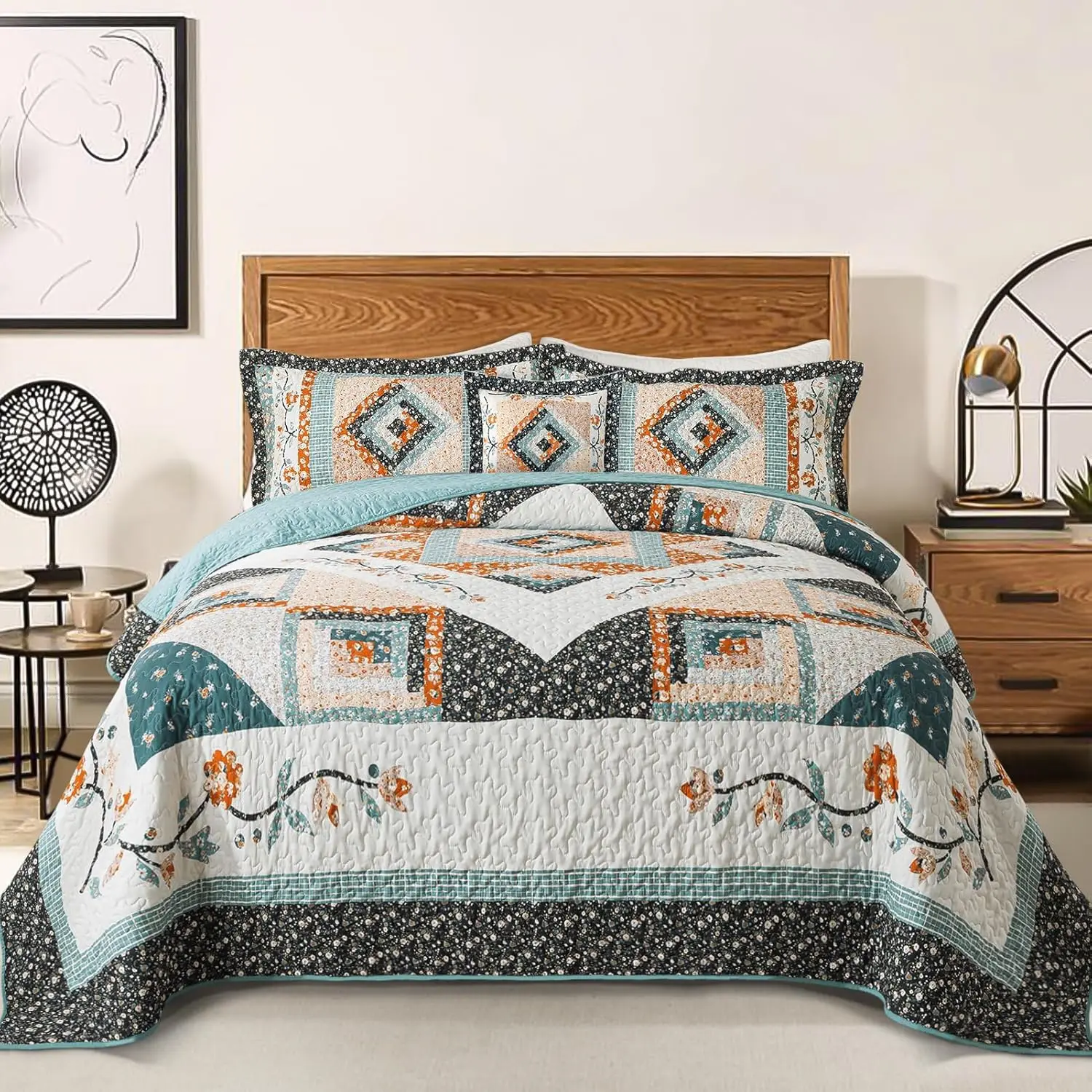 Комплект постельного белья King Size, легкое хлопковое покрывало (98x106 дюймов) с цветочным садовым узором для всех сезонов - 3 предмета
Комплект постельного белья King Size, легкое хлопковое покрывало (98x106 дюймов) с цветочным садовым узором для всех сезонов - 3 предмета