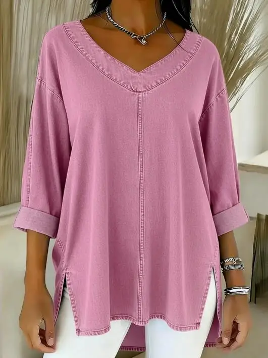 Top Women 2026 Spring Autumn New Solid Color Cowboy V-Neck Long Sleeve Loose Fit Streetwear Versatile Casual Daily Top
Top Women 2026 Spring Autumn New Solid Color Cowboy V-Neck Long Sleeve Loose Fit Streetwear Versatile Casual Daily Top