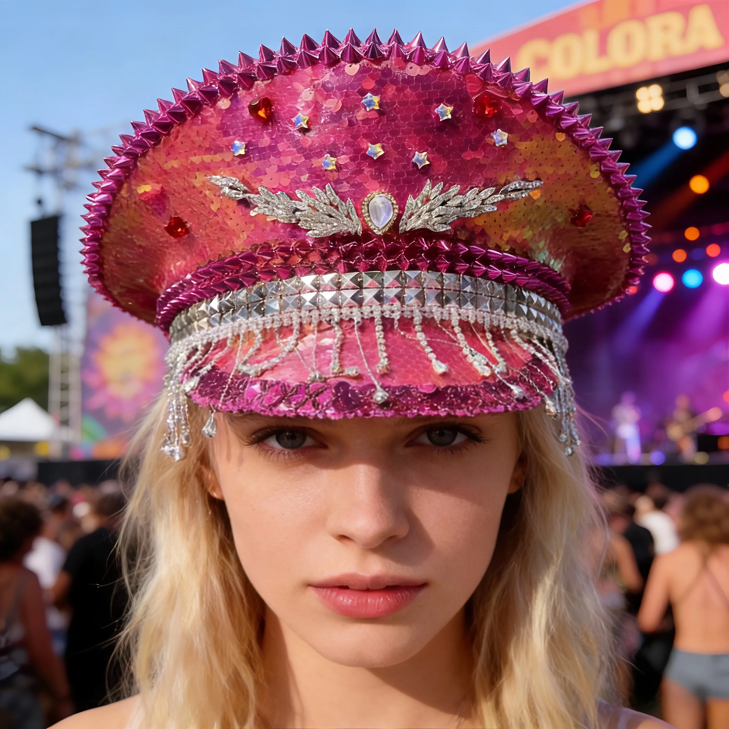 HongLuan Glitter Pink Red Disco Music Festival Captain Hat Rhinestone for Carnival, Rave Festivals Accessories & Party Hat Woman
HongLuan Glitter Pink Red Disco Music Festival Captain Hat Rhinestone for Carnival, Rave Festivals Accessories & Party Hat Woman