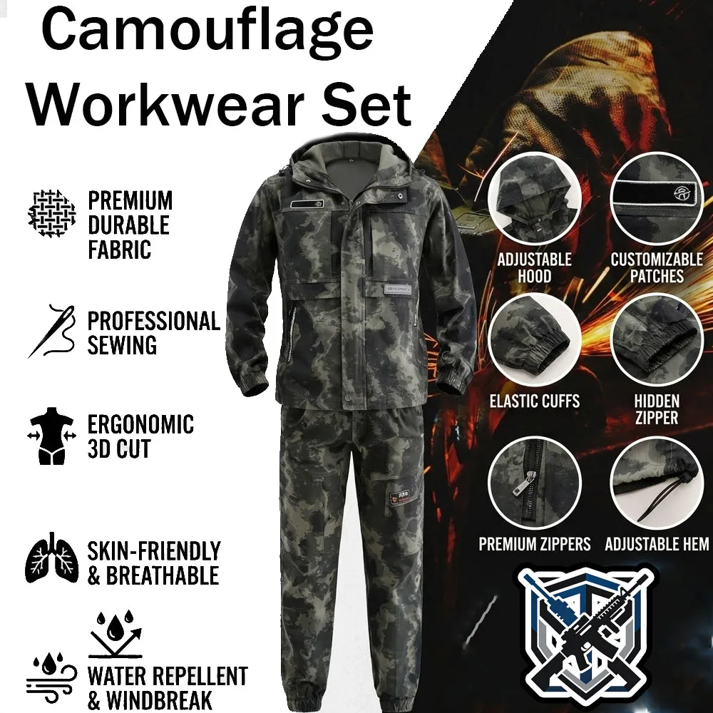 Windproof Workwear Set Clothes Set Military Tactical Suit Camouflage Hunting Jacket Pants Set Outdoor Hiking Camping Uniform
Windproof Workwear Set Clothes Set Military Tactical Suit Camouflage Hunting Jacket Pants Set Outdoor Hiking Camping Uniform