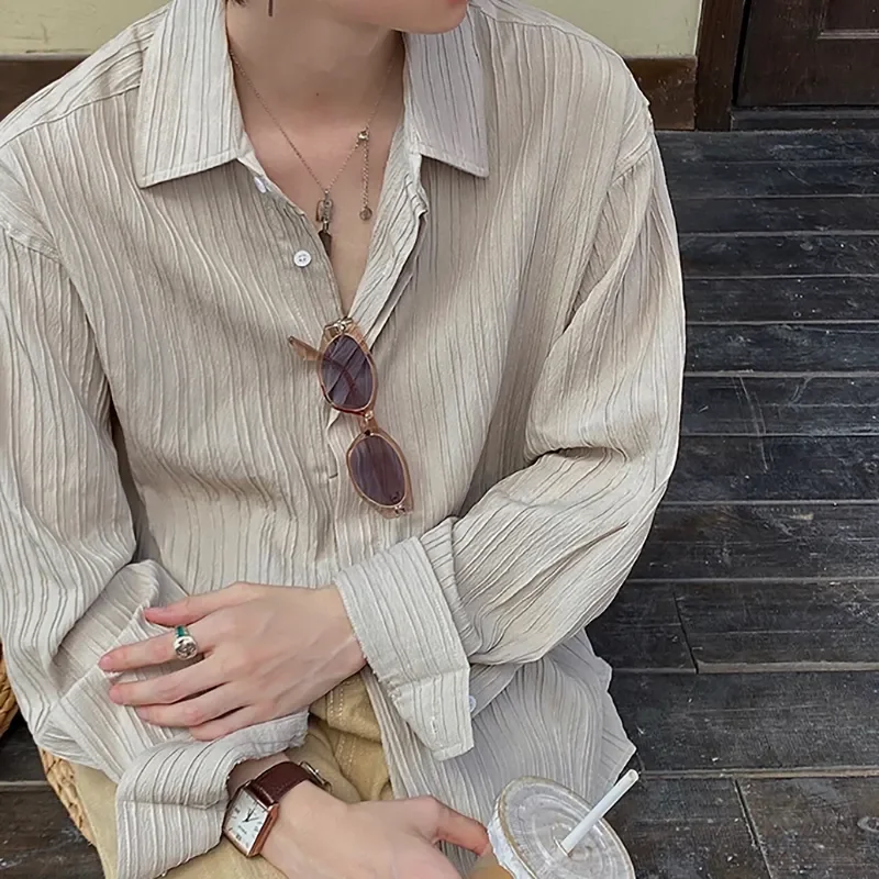 Женская полосатая текстурированная рубашка с длинным рукавом, повседневная, с отложным воротником, на пуговицах, свободного кроя, легкая, на каждый день
Женская полосатая текстурированная рубашка с длинным рукавом, повседневная, с отложным воротником, на пуговицах, свободного кроя, легкая, на каждый день