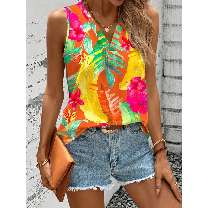 Women'S Sleeveless Shirt with a Featuring a Tropical Rainforest Floral Print Casual Wear
Women'S Sleeveless Shirt with a Featuring a Tropical Rainforest Floral Print Casual Wear