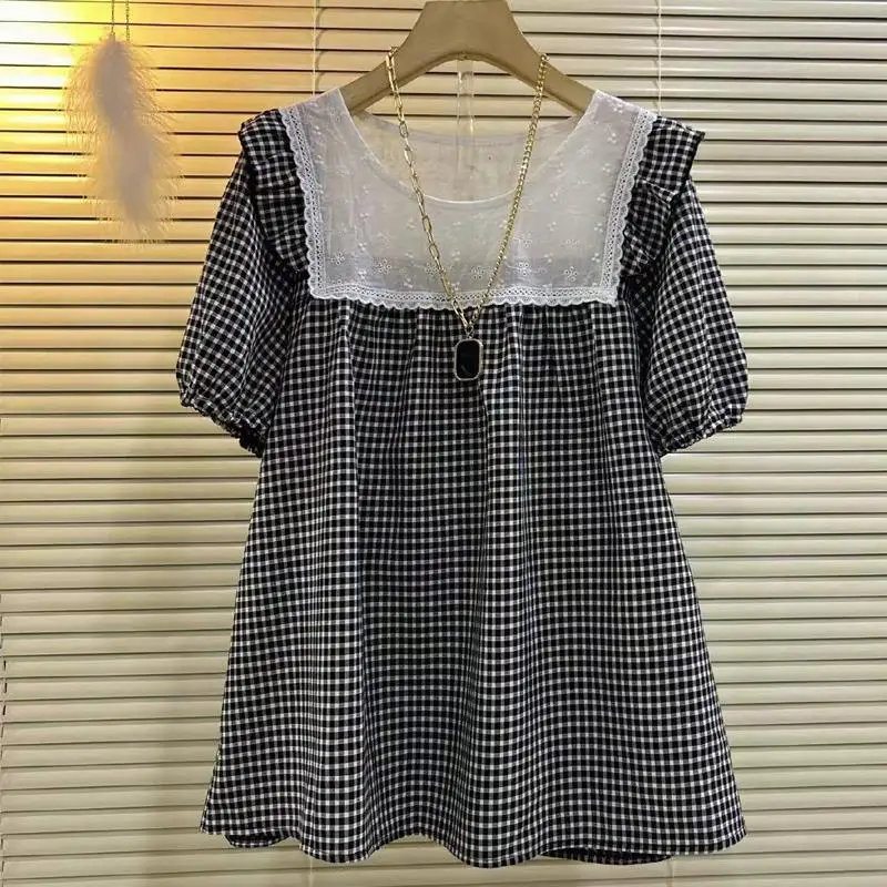 Plus Size Loose Vintage Patchwork Blouse Short Sleeve All-match Street Casual Shirt Tops Summer New Office Trend Women Clothing
Plus Size Loose Vintage Patchwork Blouse Short Sleeve All-match Street Casual Shirt Tops Summer New Office Trend Women Clothing
