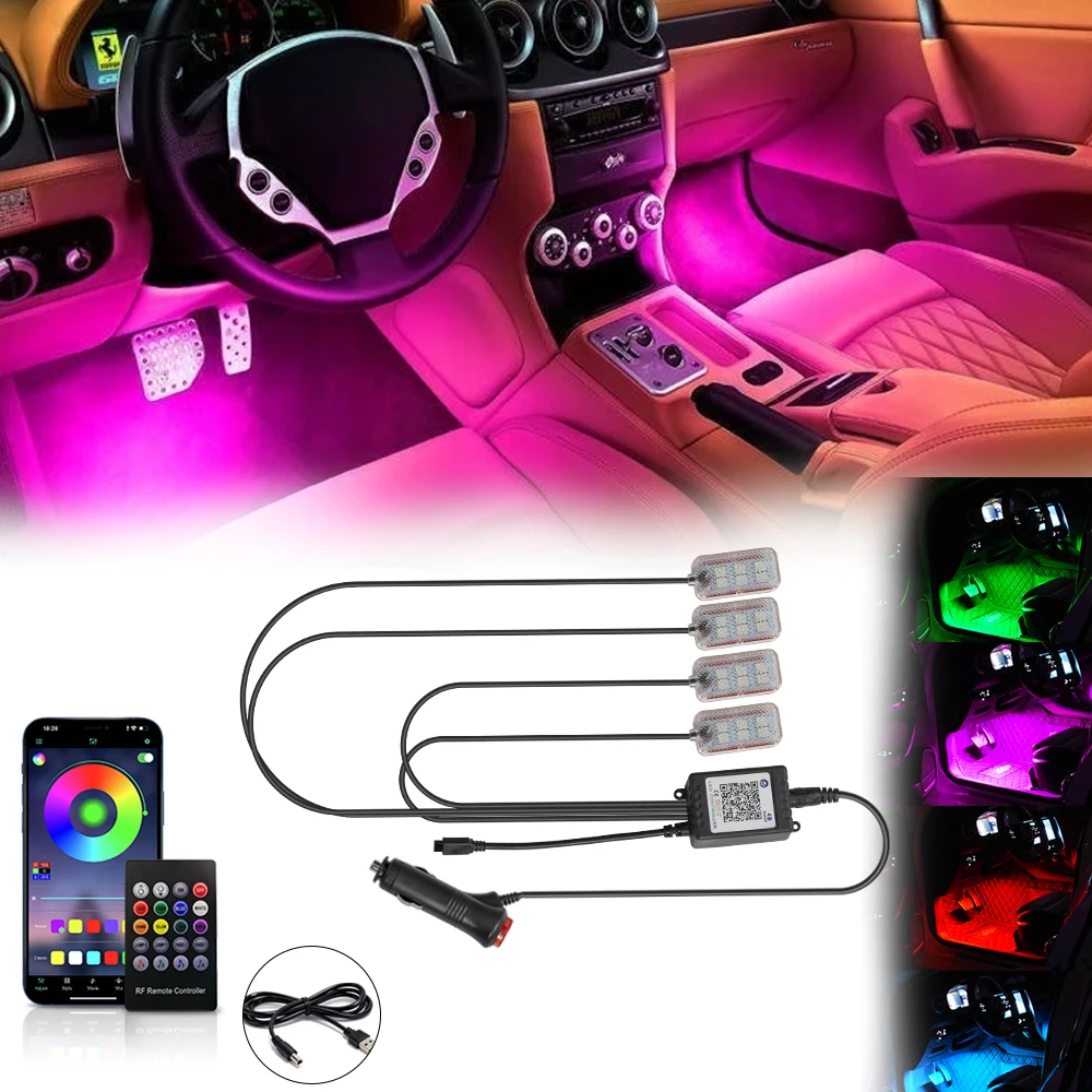 LED Car Interior Ambient Light Foot Strip Light Kit Remote App Music Auto RGB Decorative Lamp Car Footwell Backlight Accessories
LED Car Interior Ambient Light Foot Strip Light Kit Remote App Music Auto RGB Decorative Lamp Car Footwell Backlight Accessories