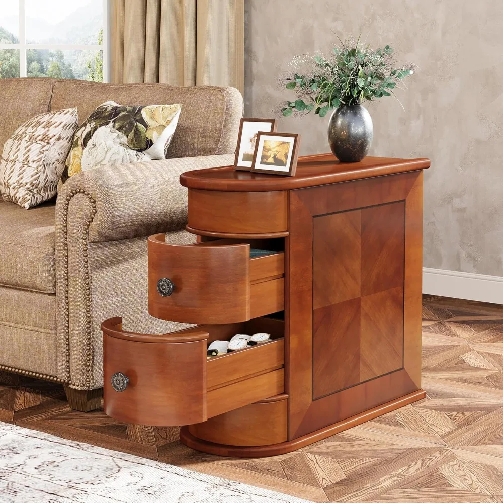 End Table with 2 Drawers, Sofa Side Table with Storage, No Assembly Required, Closed Back, Slim Nightstand Vintage Wood
End Table with 2 Drawers, Sofa Side Table with Storage, No Assembly Required, Closed Back, Slim Nightstand Vintage Wood